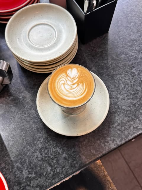 Latte with rosetta latte art
